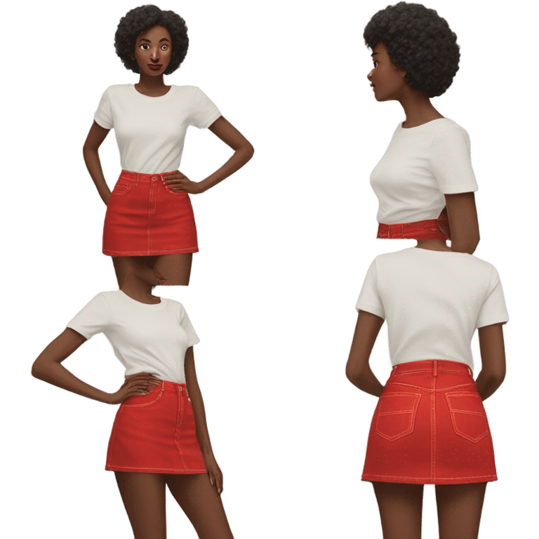 Realistic A-line high waisted red denim skirt, isolated emoji