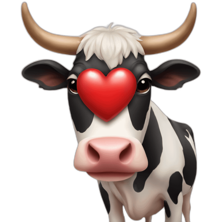 cow with a heart emoji