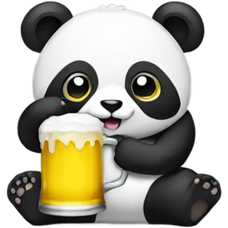 Panda wearing yellow and drinking beer  emoji