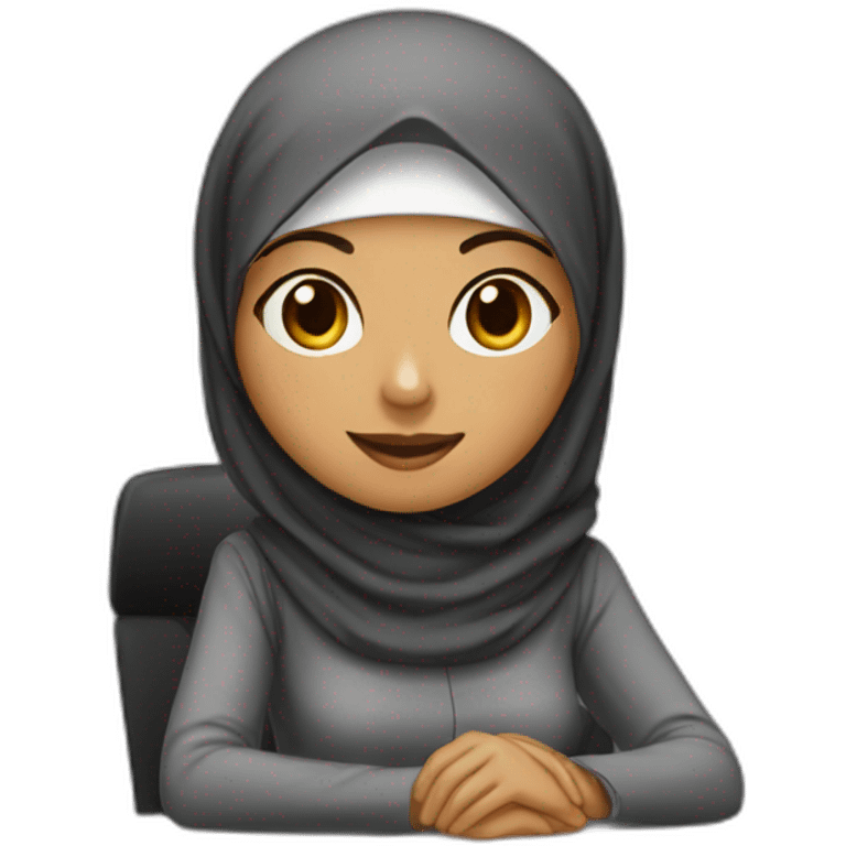 a-girl-with-hijab-behind-the-desk emoji