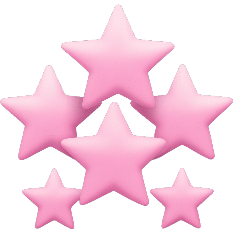 Three small pink , five-pointed stars grouped together. The stars have a slightly elongated shape, giving them a twinkling effect. They vary in size, with the largest star in the center and two smaller stars on either side.  emoji