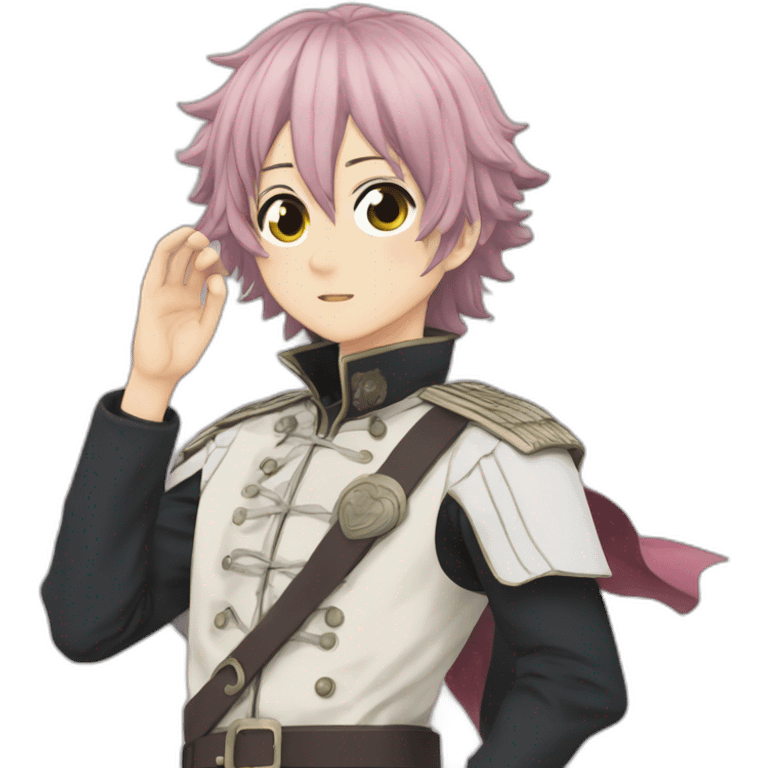 yuno from black clover, black hair, golden dawn uniform emoji