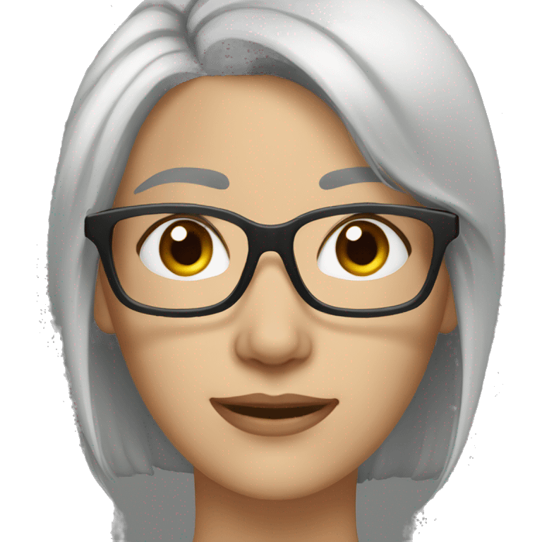 White skin woman gray hair black glasses brown eyebrows emoji