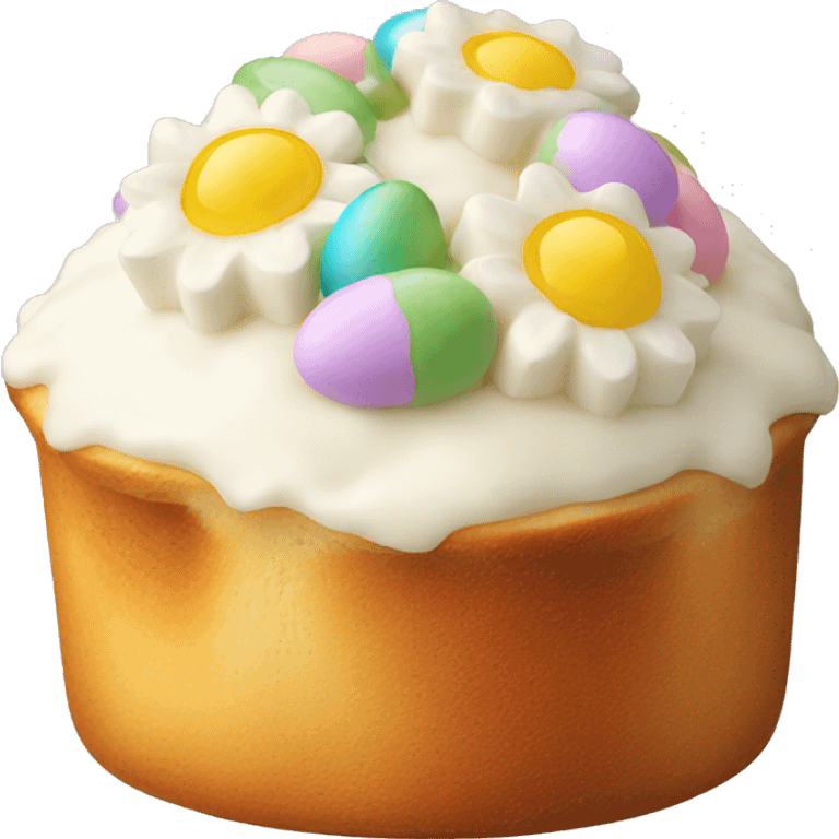 easter bread with white topping and sprinлles emoji