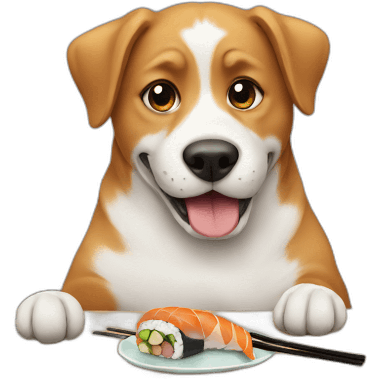 Dog eating sushi emoji