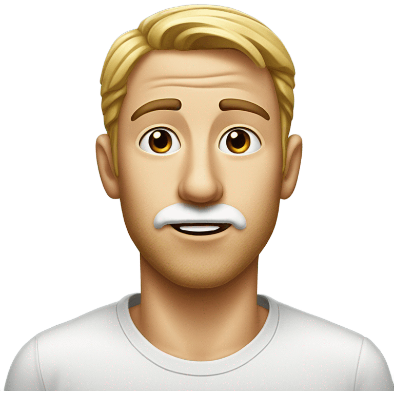 White guy with white sugar in nose emoji