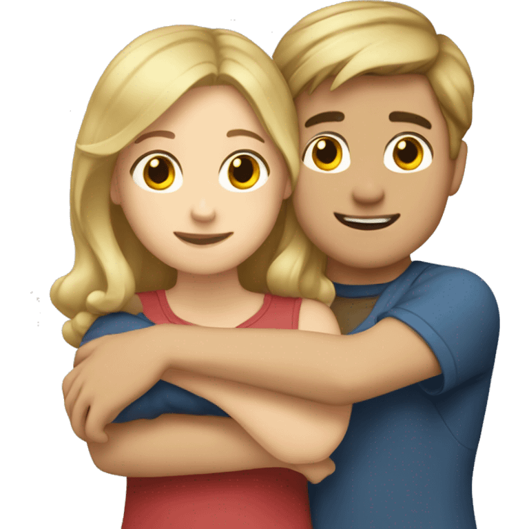 boy-brown-hair hug girl with blonde-hair emoji