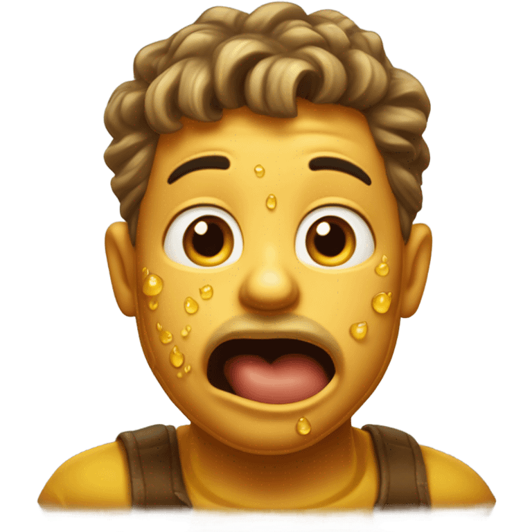 Guy spitting out honey emoji