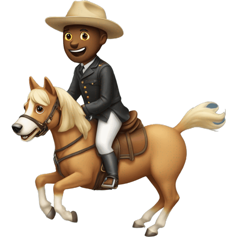 A dog riding a horse emoji