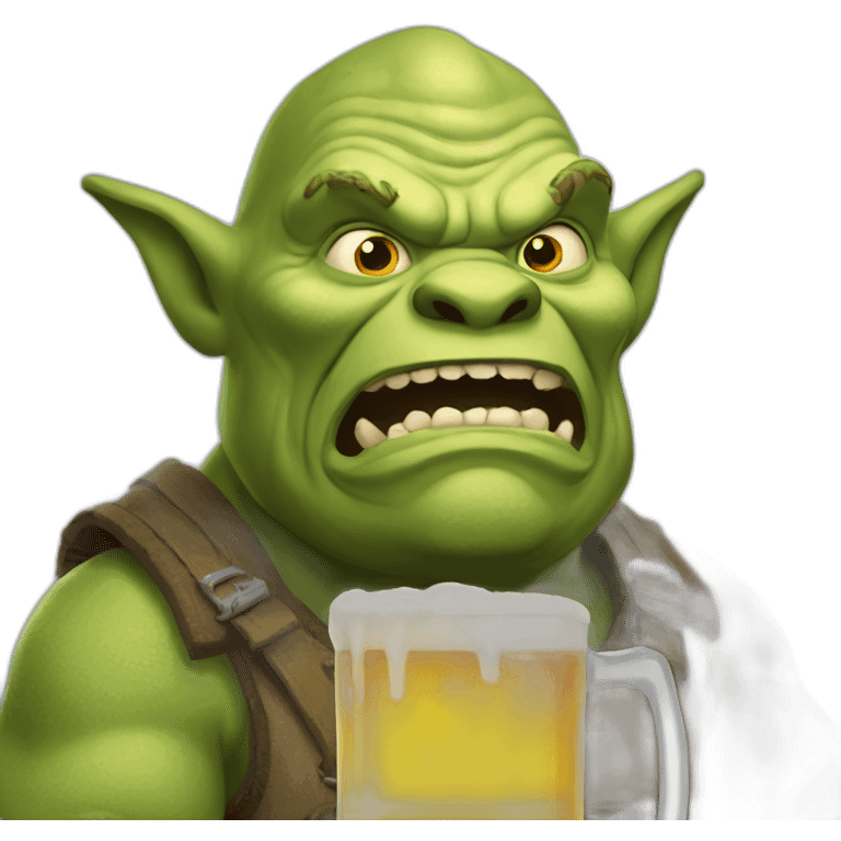 swamp ogre from movie drinking beer emoji