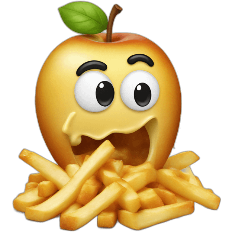 Poutine mange une pomme  emoji