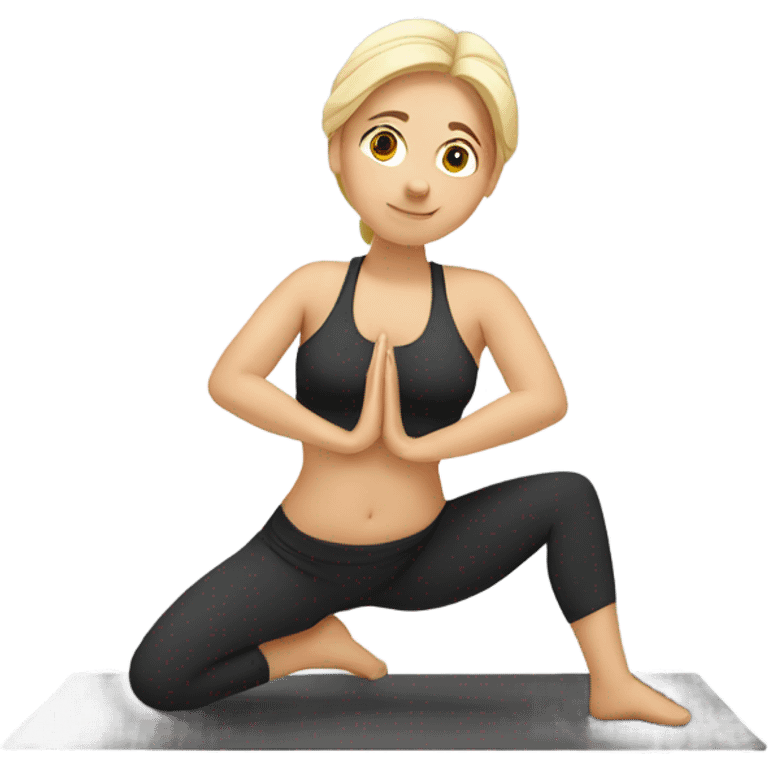 Caucasion women doing yoga emoji