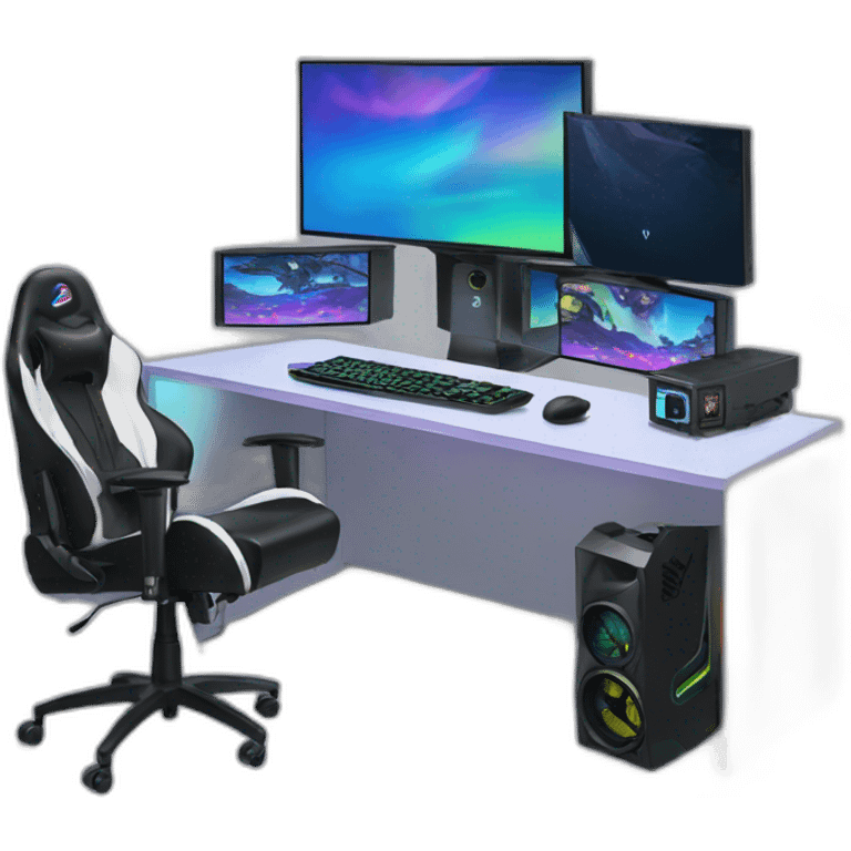 Gaming setup with rgb computer  emoji