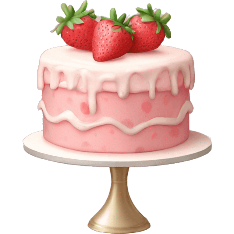 Light Pink strawberries and cream birthday cake emoji