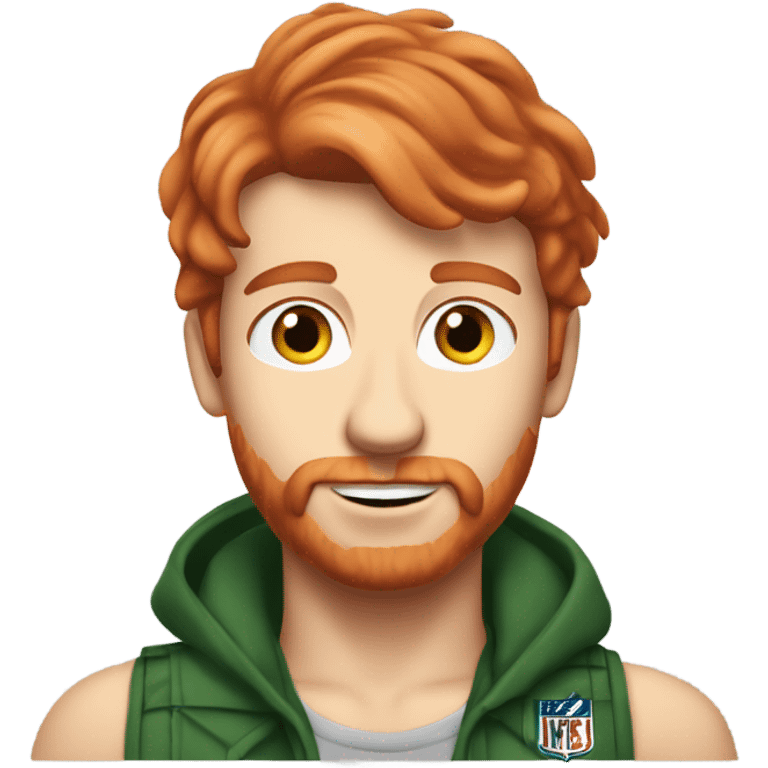 A short hair redhead man that’s says Jets suck ￼ emoji