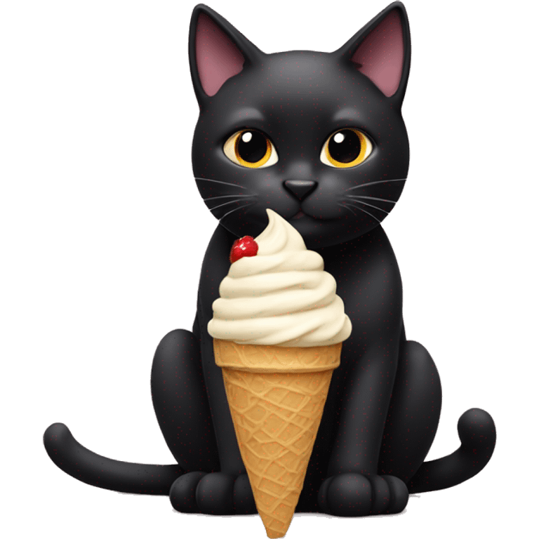 a black cat eating ice cream emoji