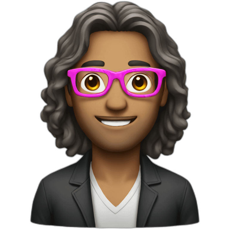 Man with long hair and pink glasses  emoji