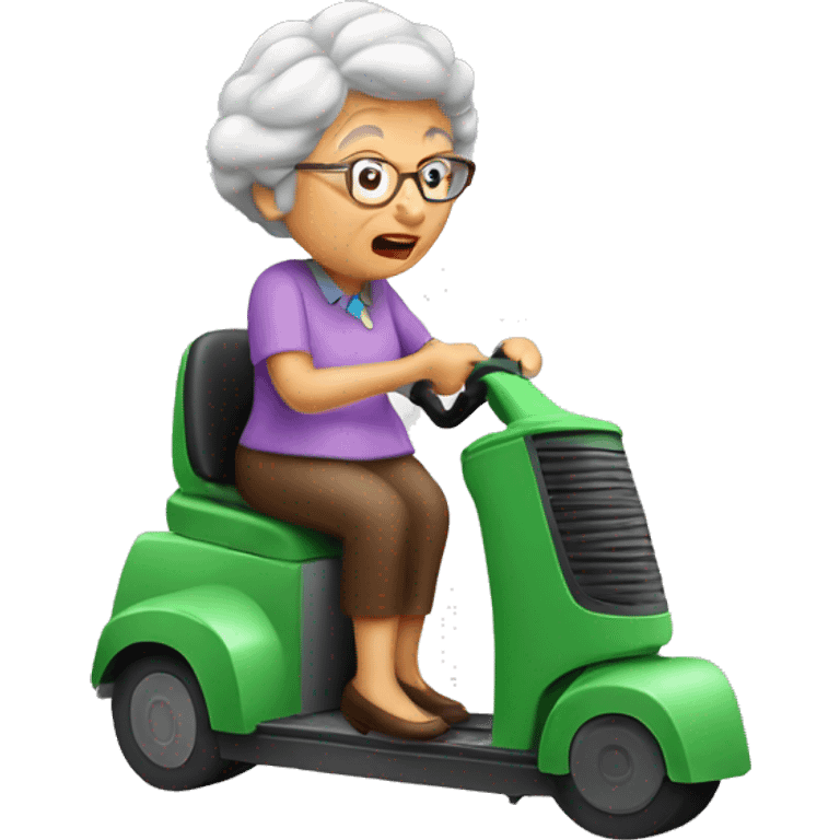 Grandma riding a vaccum emoji