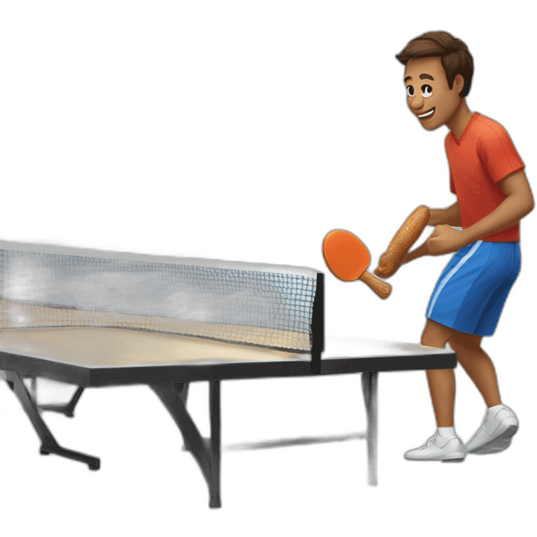 playing ping pong with pretzel emoji