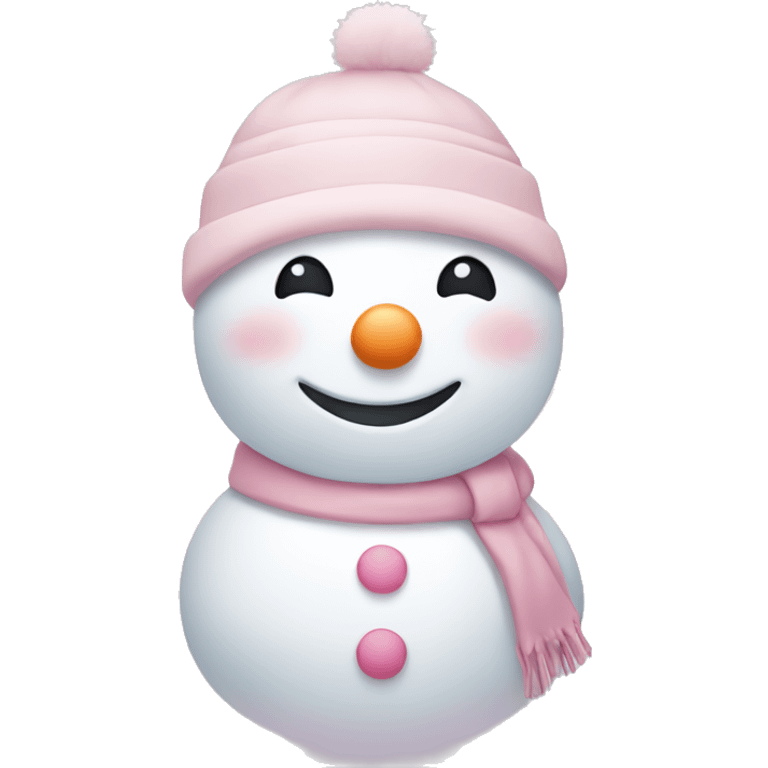 Cute white and light pink snowman emoji