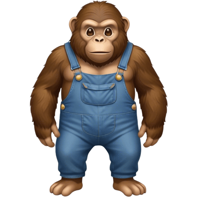 standing ape talking disheveled show full body wearing overalls cross-eyed emoji