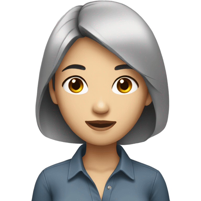 asian woman black hair, casual shirt emoji