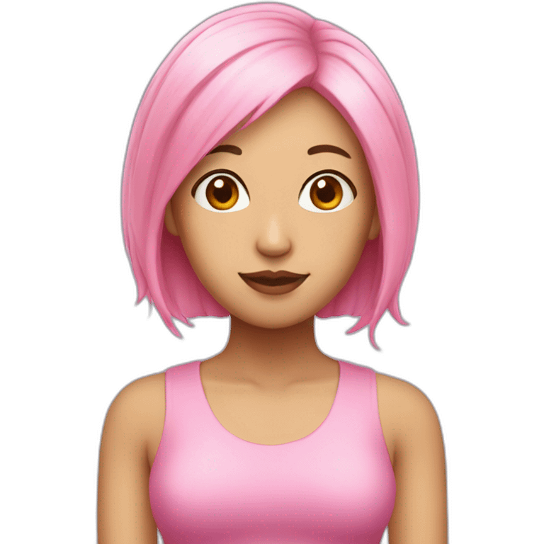 asian woman pink hair head emoji