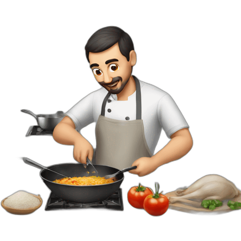 Azerbaijani man cooking an ostrich emoji