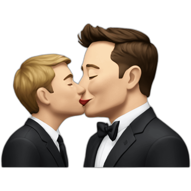 Elon Musk kissing Monopoly guy emoji