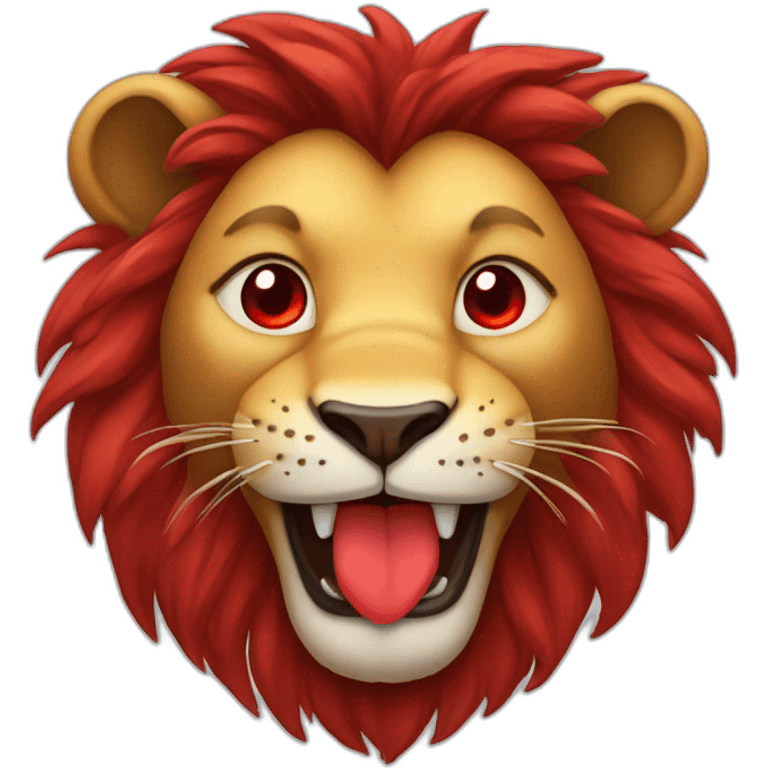 Lion smiling face with red hearts instead of eyes emoji