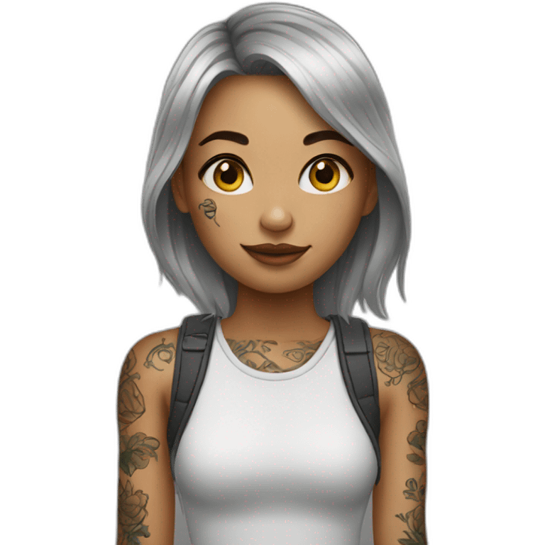 girl with tattoo emoji