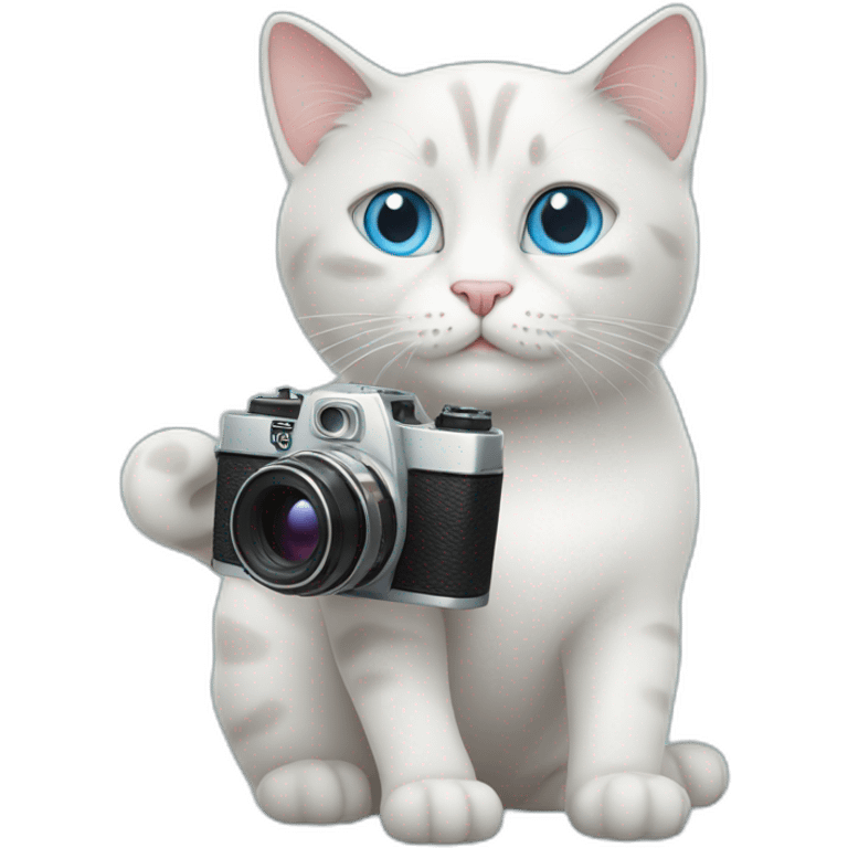 cat with sky blue eyes and film camera emoji