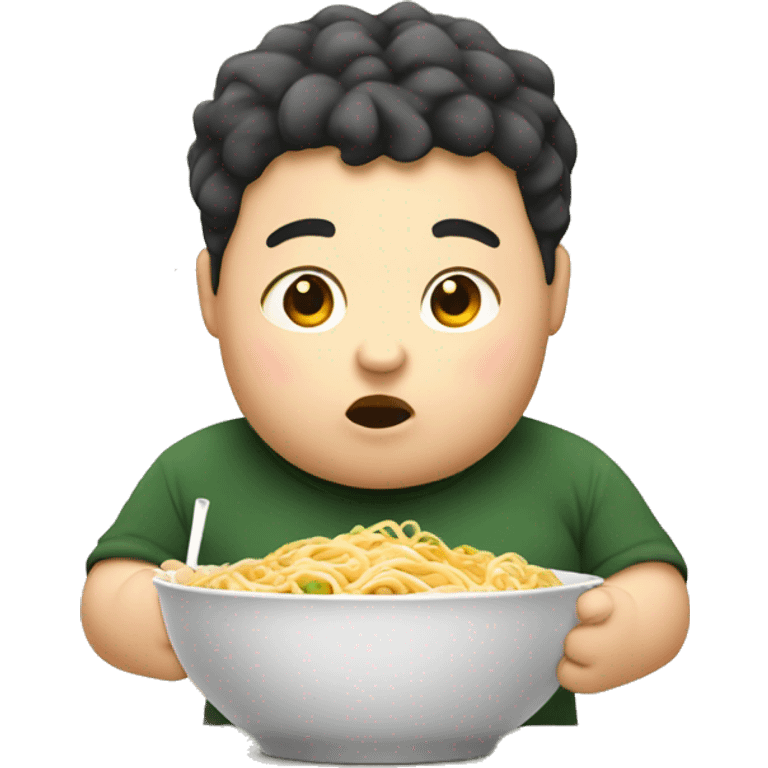 chubby boy eating noodles emoji