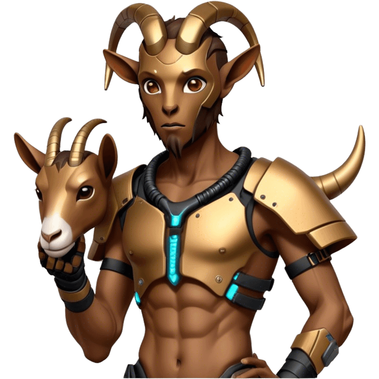 Cyberpunk Goat(Ram) man 2/3 view emoji