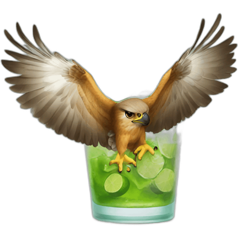 hawk drinking mojito emoji