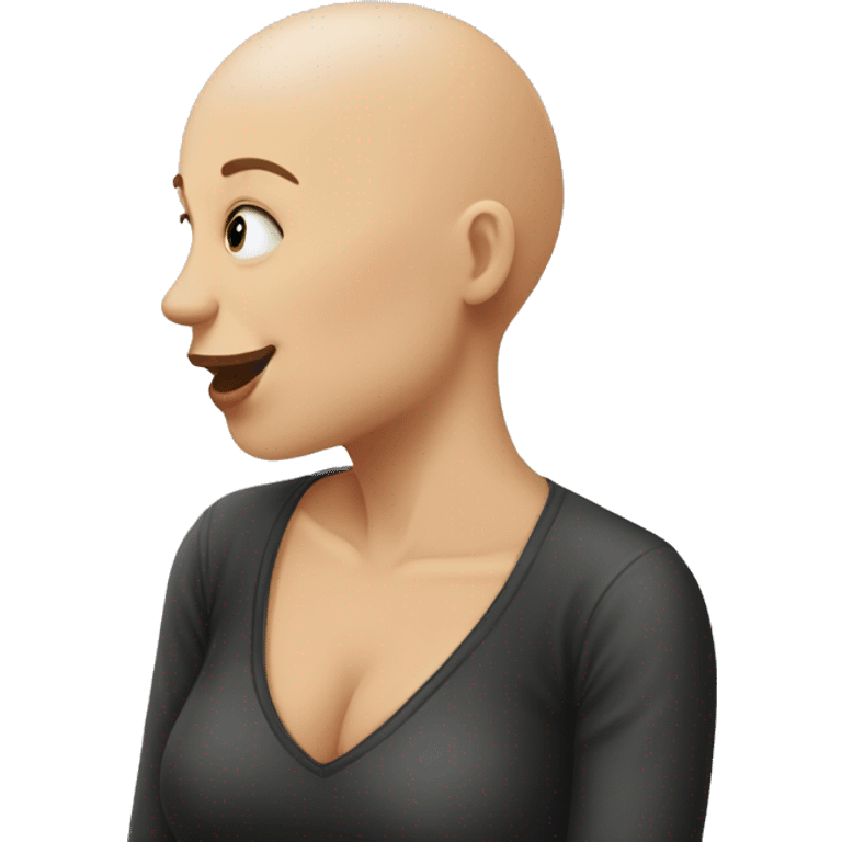 Bald man kissing brunette woman  emoji