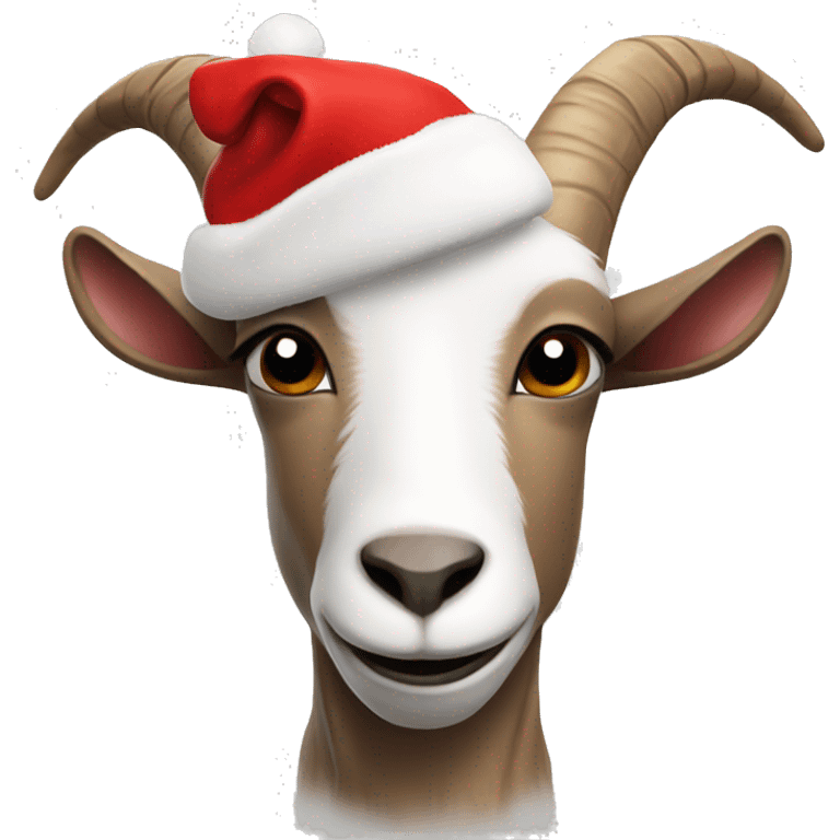 Goat with a Santa cap emoji