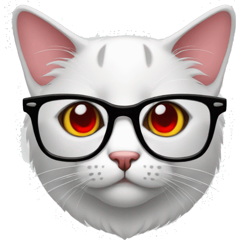 Cat with red eyes aud glasses emoji