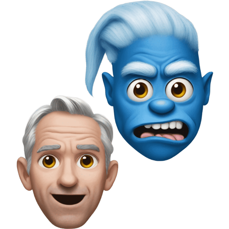 Blue grinch and pig man  emoji