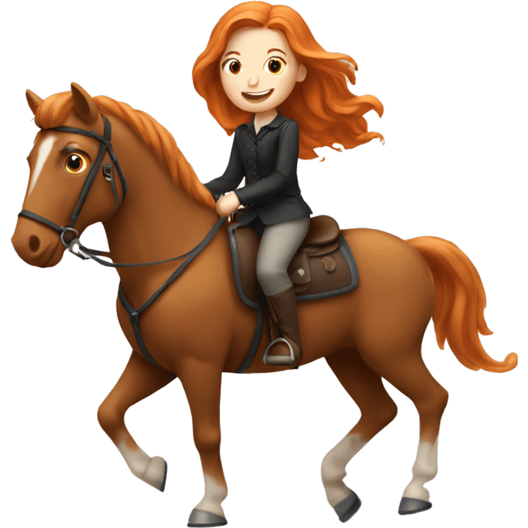 A ginger girl riding a horse emoji