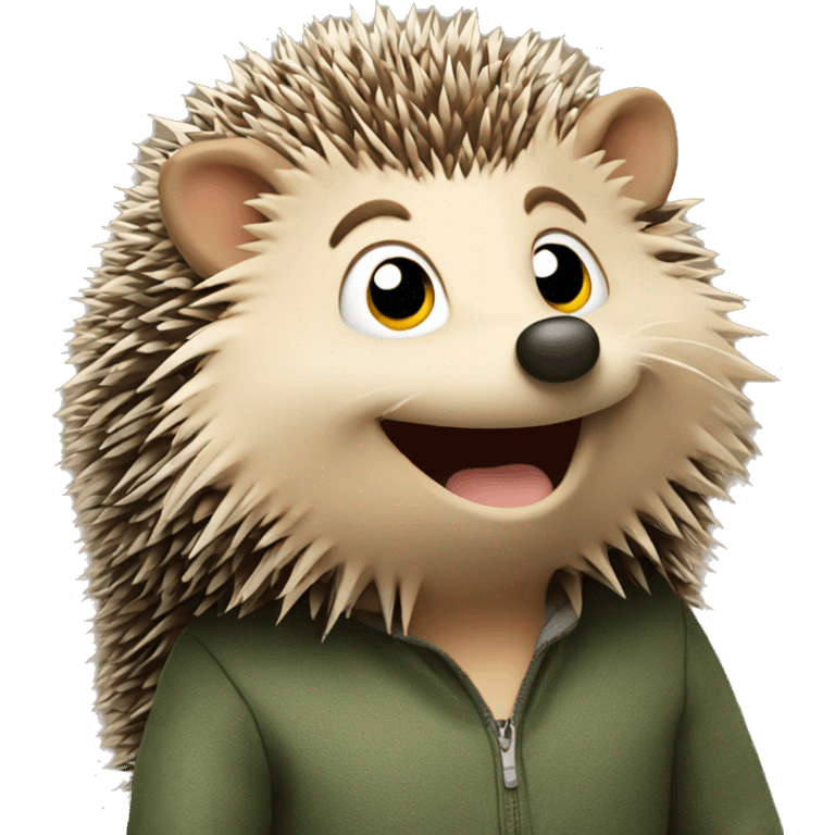 The hedgehog is smiling at full height emoji