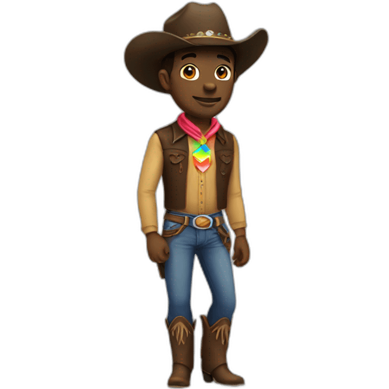 extremely gay cowboy. full body with a rainbow badge emoji