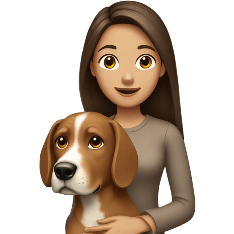 brunette girl with light brown dog emoji