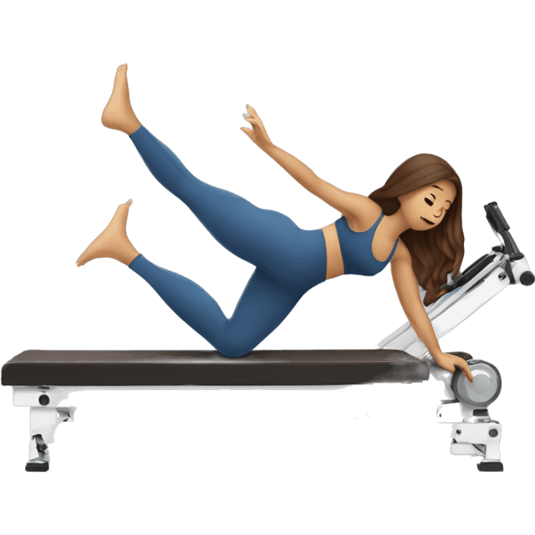 a woman with brown long hair making pilates exercises on a machine emoji