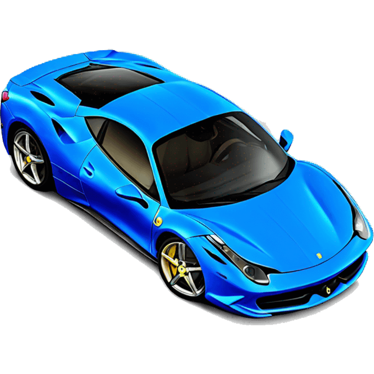 Blue Ferrari 458 with front mounted guns on the hood emoji