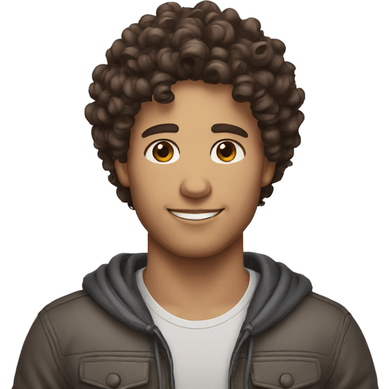 Curly hair brunette male emoji