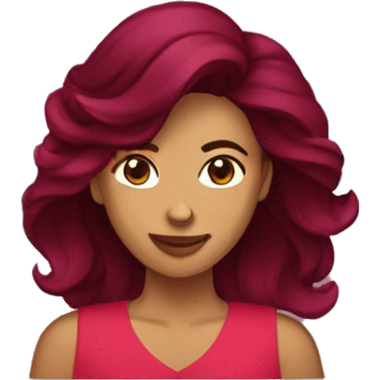 mujer de cabello vino tinto running emoji