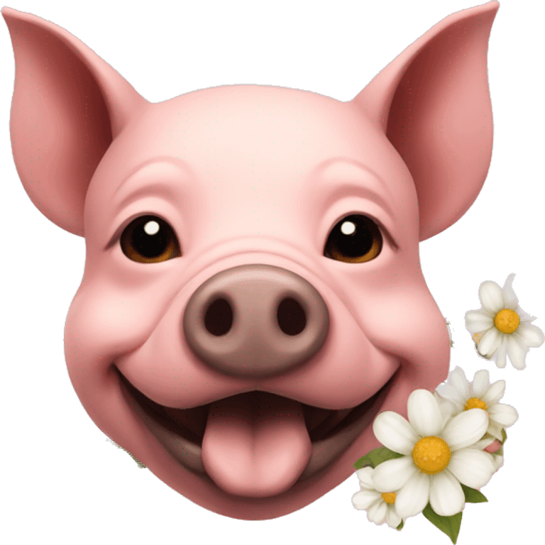 pig flower with dog emoji