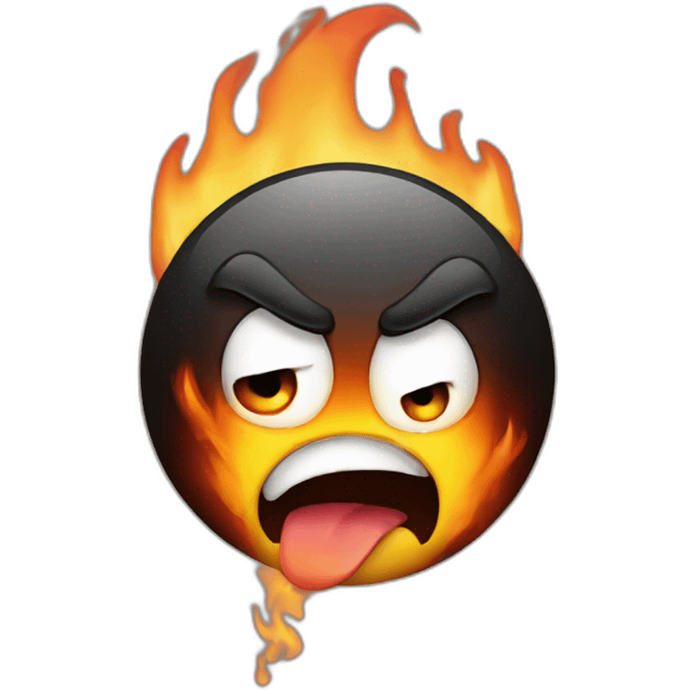 Angry emoji spitting fire emoji