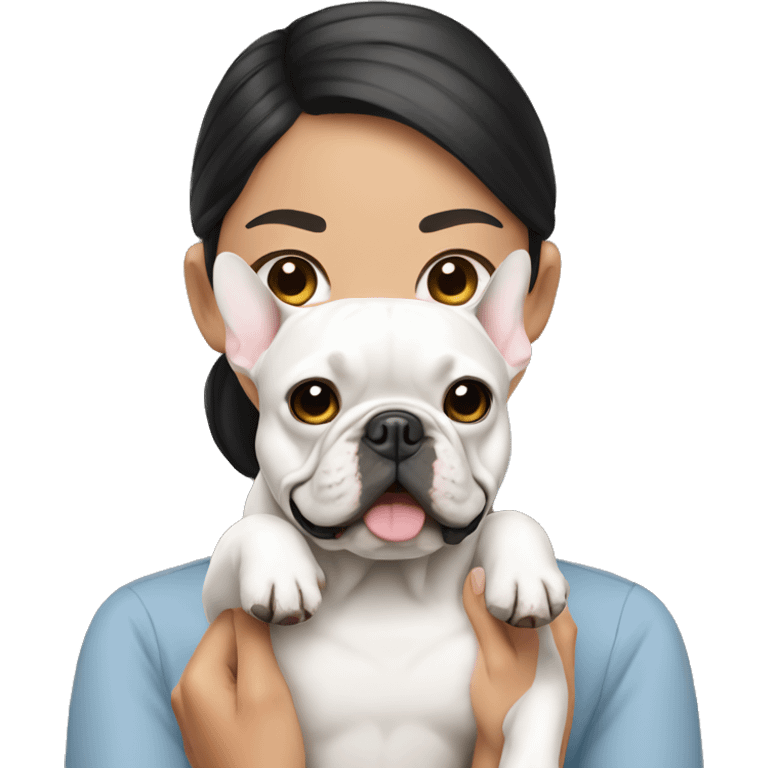 asian girl with her french bulldog emoji